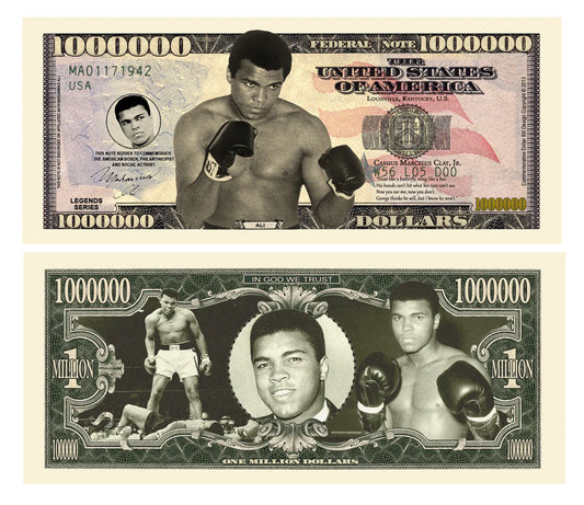 MUHAMMAD ALI  - 1 million Dollar Bill -ALL TIME GREAT BOXING CHAMP  -Novelty Collectable