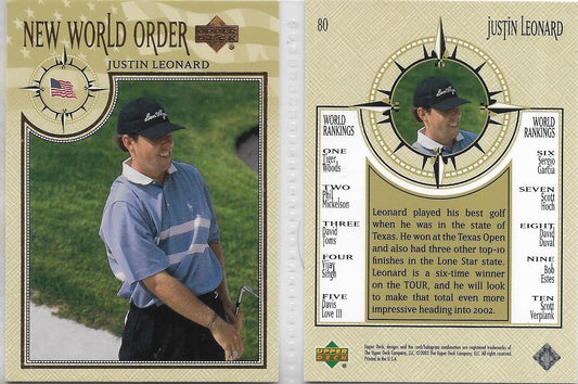 2002 UPPER DECK GOLF - NEW WORLD ORDER #80 JUSTIN LEONARD
