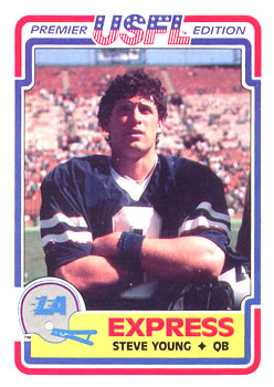 1984 Topps USFL #52 STEVE YOUNG Rookie Reprint Card - Los Angeles Expr –