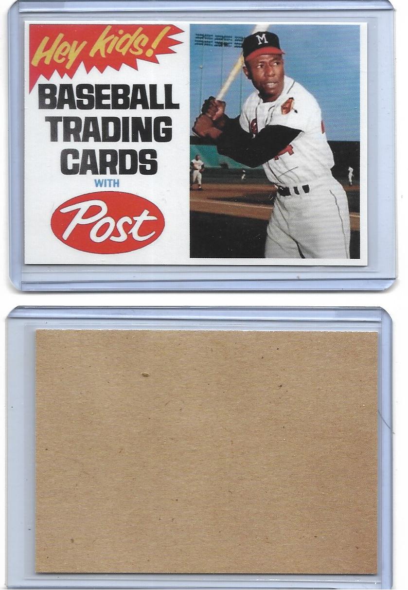 Hank Aaron Milwaukee Braves Post Cereal Baseball Card 