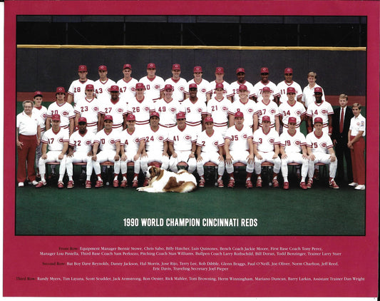 1990  CINCINNATI REDS World Championship Team Photo Glossy Print