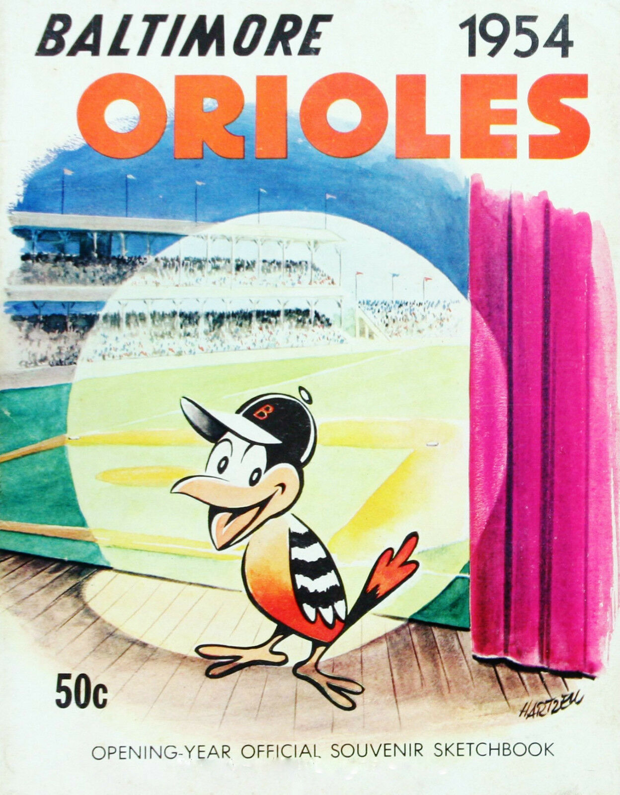 1954 BALTIMORE ORIOLES FIRST YEAR OFFICIAL PROGRAM PHOTO Glossy