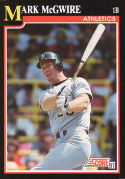 1991 SCORE BASEBALL MARK MCGWIRE #324 OAKLAND ATHLETICS