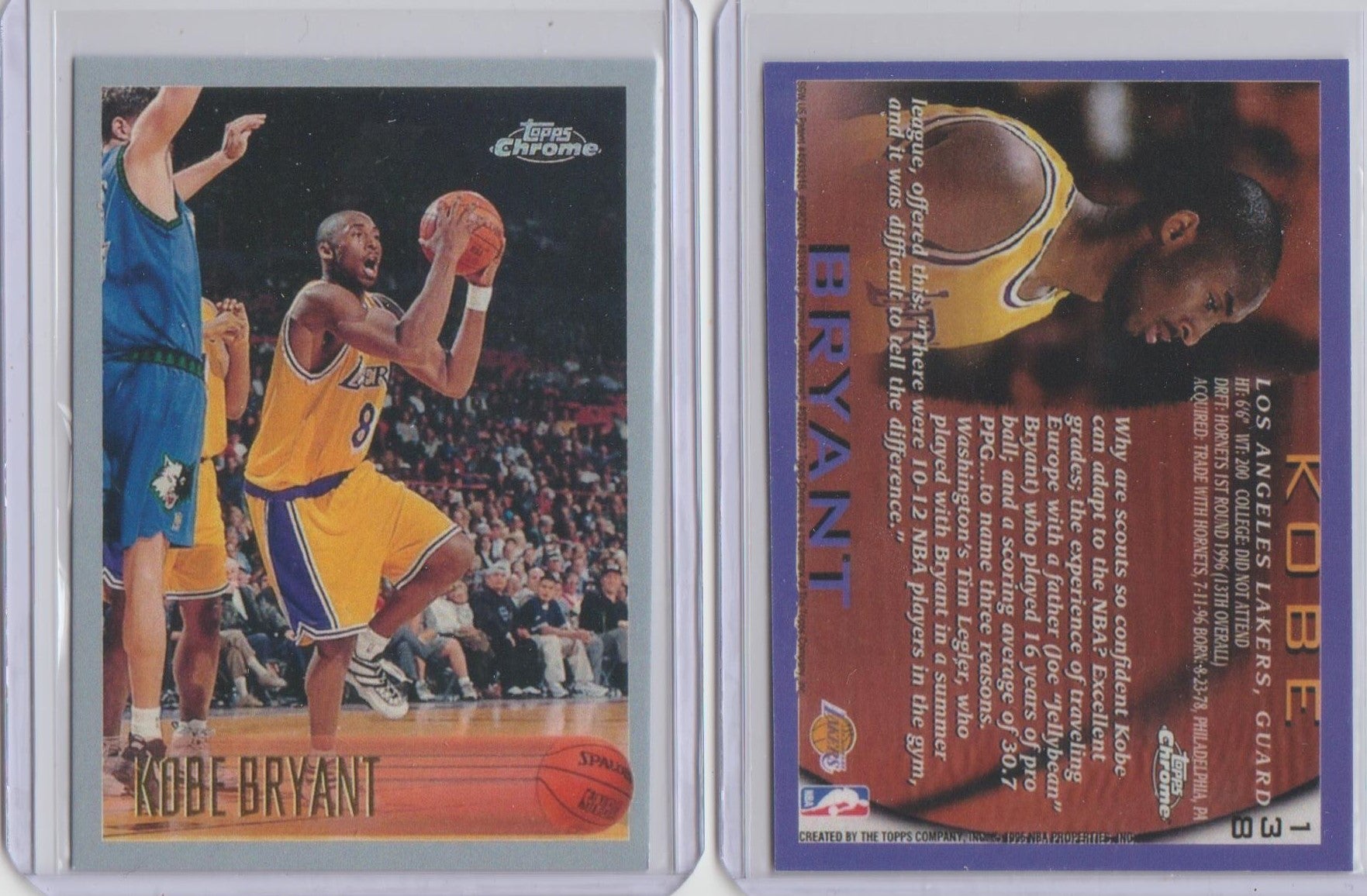 1996-97 Topps Chrome #138 Kobe Bryant ROOKIE Reprint Card – KARDKO 