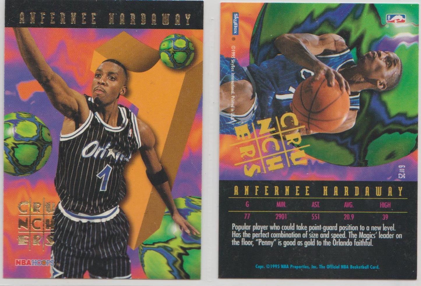 1995 HOOPS NUMBER CRUNCHERS #6 ANFERNEE HARDAWAY ORLANDO MAGIC Memphis Tigers