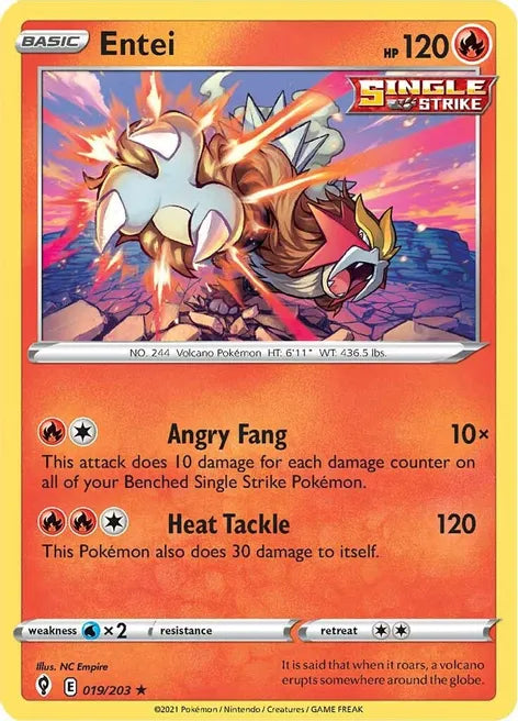 ENTEI- SWSH07: EVOLVING SKIES- 019/203 / Holo Rare