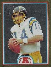 1982 TOPPS DAN FOUTS SAN DEGO CHARGERS FOIL STICKER NFL HOF