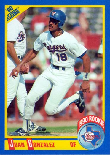 1990 SCORE #637 JUAN GONZALES TEXAS RANGERS ROOKIE CARD