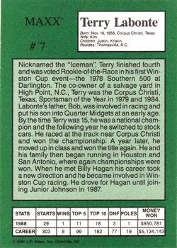 1989 Maxx Racing #7 TERRY LABONTE Special Edition CRISCO Card - NASCAR HALLOF FAME