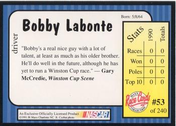 1991 Maxx Racing #53 BOBBY LaBONTE ROOKIE CARD