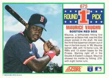 1990 SCORE #675 MO VAUGHN BOSTON RED SOX  ROOKIE Baseball Card