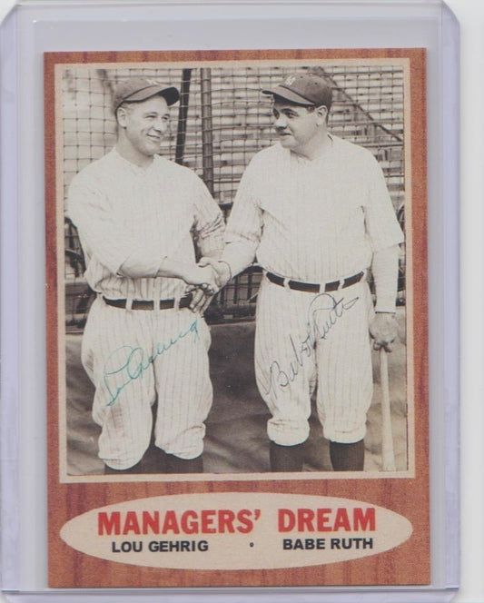 1962 Style - Topps "Managers Dream" ACEO Card - BABE RUTH & LOU GEHRIG  Yankees