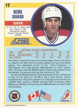 1990-91 Score Rookie and Traded #1T Denis Savard Montreal Canadiens