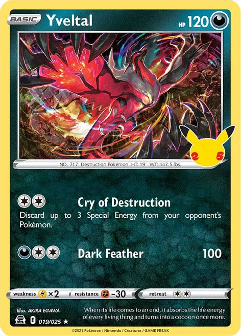 YVELTAL 019/025 Rare Celebrations 019/025 Pokemon TCG HOLO RARE