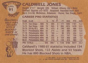 1981-82 TOPPS NBA BASKETBALL CALDWELL JONES #E91 PHILADELPHIA 76ERS NMMT