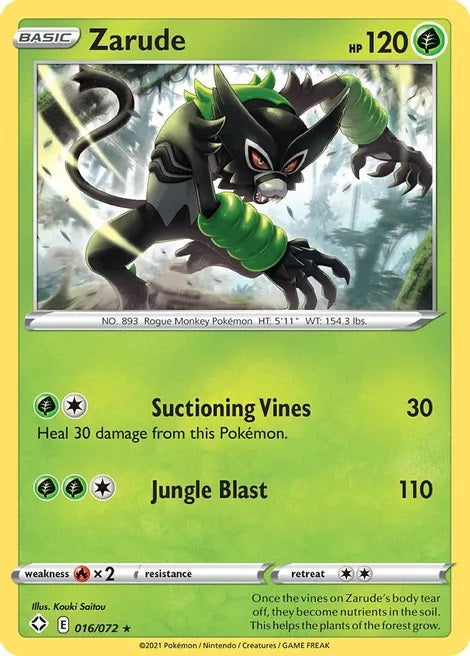 ZARUDE  SHINING FATES 016/072 JUNGLE BLAST  - RARE