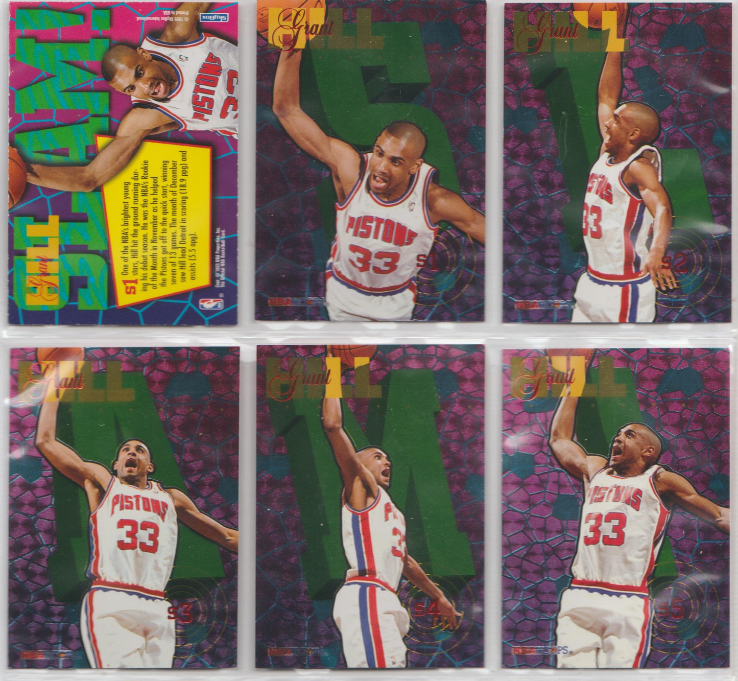 1995 HOOPS GRANT HILL SLAMS HOF BASKETBALL COMPLETE 5 CARD LOT