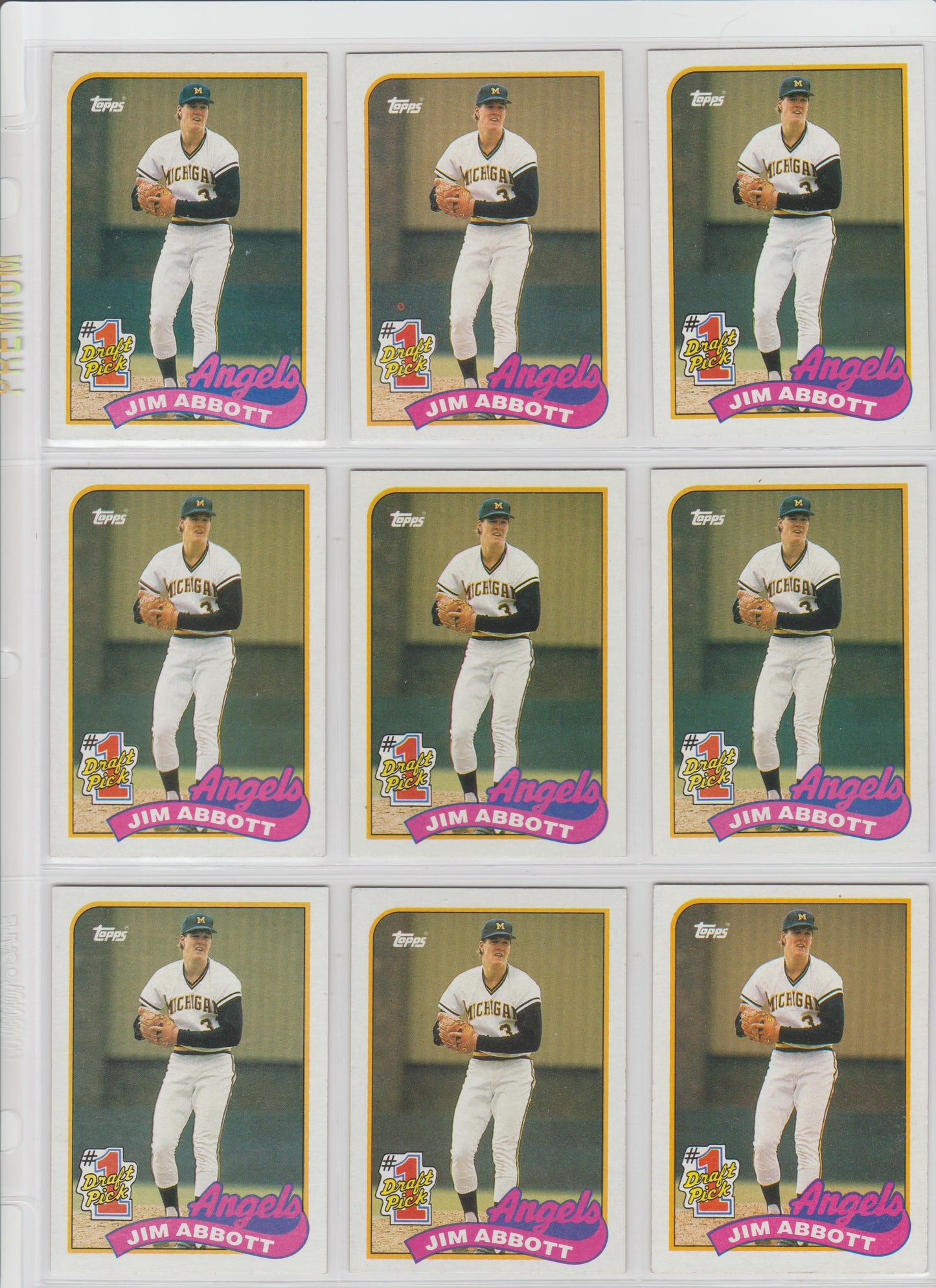 Dealers Lot 0f 10 CARDS - 1989 TOPPS #573 JIM ABBOTT Rookie Cards $2.50 !