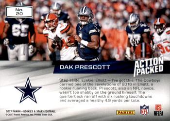 2017 ACTION PACKED RED FOIL ROOKIES AND STARS #20 DAK PRESCOTT - DALLAS COWBOYS