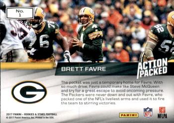 2017 ACTION PACKED RED FOIL ROOKIES AND STARS #1 BRETT FAVRE - GREEN BAY PACKERS