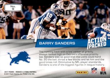 2017 ACTION PACKED RED FOIL ROOKIES AND STARS #9  BARRY SANDERS - DETROIT LIONS