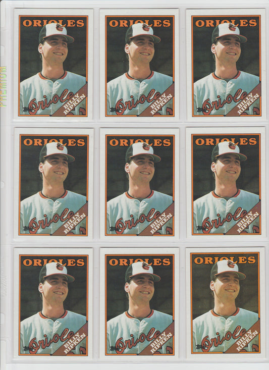 Dealers Lot 0f 10 CARDS - 1988 Topps Billy Ripken Rookie Baseball Cards #352  - $2.50