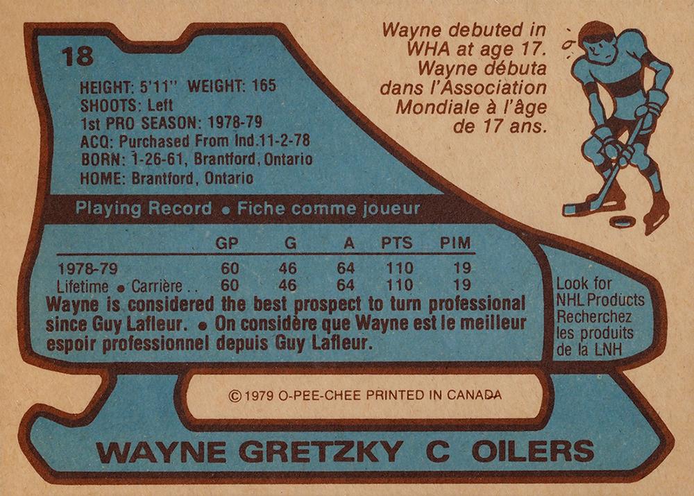 1979-80 O-PEE-CHEE OPC #18 WAYNE GRETZKY EDMONTON OILERS ROOKIE REPRINT CARD