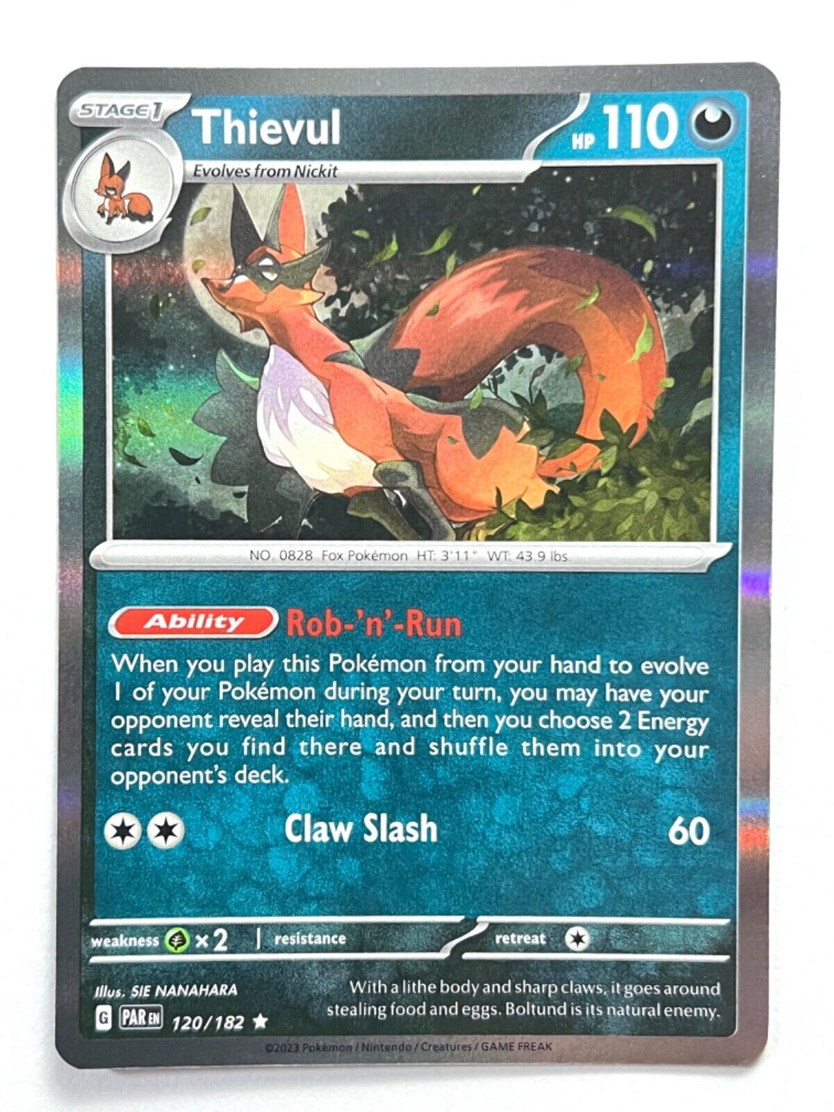 THIEVUL PARADOX RIFT SV74 POKEMON TCG 120/182 HOLO RARE