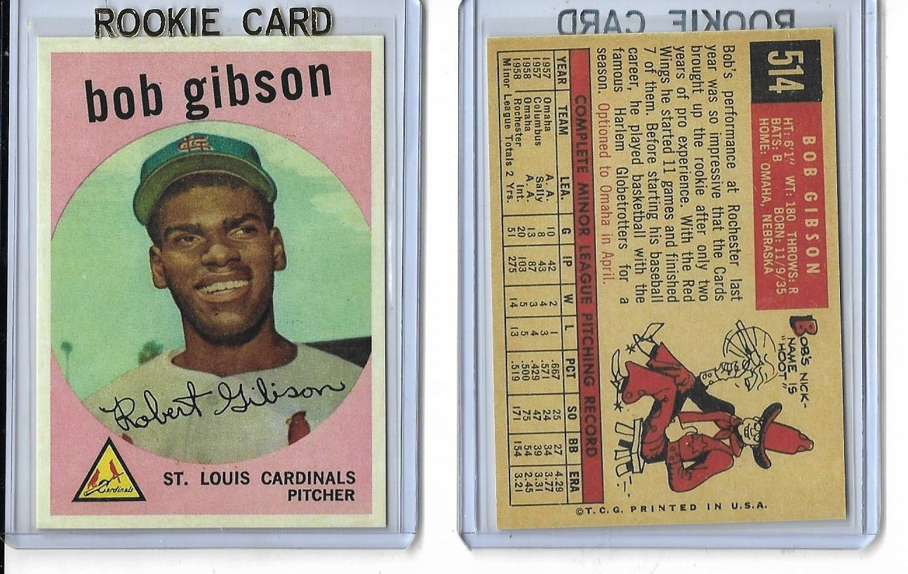 1959 Topps #514 Bob Gibson Rookie Reprint Card #514  St. Louis Cardinals