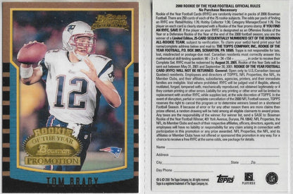 2000 BOWMAN TOM BRADY ROOKIE OF THE YEAR PROMOTION RP CARD