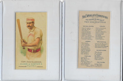 1887 Allen & Ginter N28/N29 JACK GLASSCOCK  BasebalL Reprint card. **