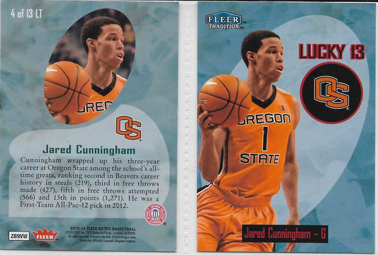 2012 FLEER LUCKY 13 ROOKIE CARD #4 JARED CUNNINGHAM - Oregon State University