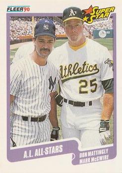 1990 FLEER #638 DON MATTINGLY New York Yankees w/ MARK McGWIRE OAKLAND ATHLETICS