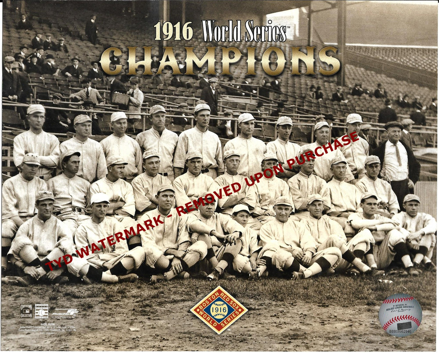1916 BOSTON RED SOX  WORLD CHAMPIONS GLOSSY PHOTO REPRINT