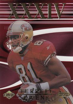 1999 COLLECTOR'S EDGE TERRELL OWENS SAN FRANSISCO 49ERS MASTERS QUEST XXXIV INDIVIDUALLY NUMBERED INSERT CARD