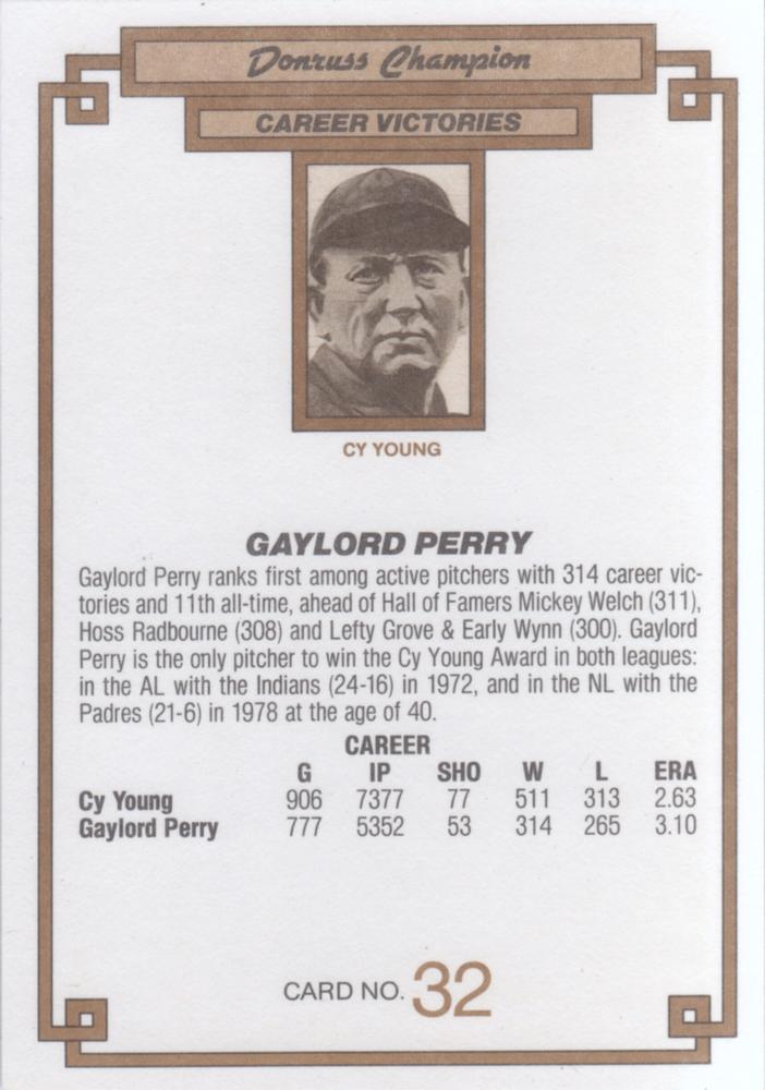 1984 DONRUSS CHAMPIONS "OVERSIZED CARD" #32  GAYLORD PERRY SEATTLE MARINERS