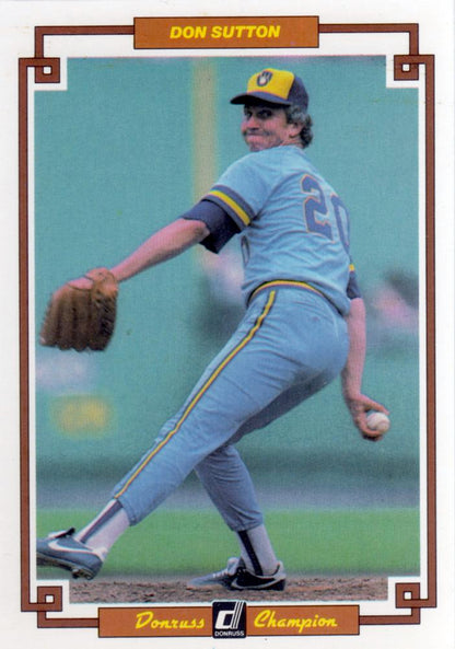 1984 DONRUSS CHAMPIONS "OVERSIZED CARD" #41 DON SUTTON  MILWAUKEE BREWERS LOS ANGELES DODGERS