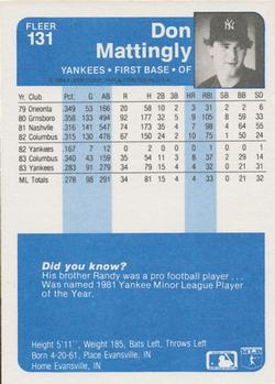 1984 Fleer #131 DON MATTINGLY  NEW YORK YANKEES  - ROOKIE REPRINT CARD**