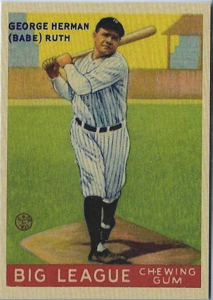 1933 BABE RUTH BIG LEAGUE GUM #144 REPRINT CARD - NEW YORK YANKEES