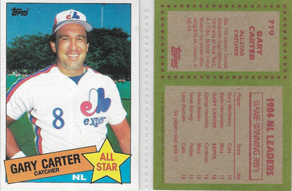 1985 TOPPS #719 GARY CARTER - MONTREAL EXPOS - ALL STAR CARD