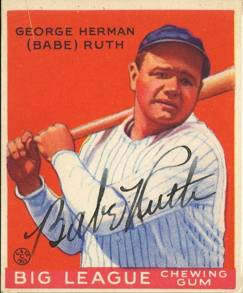 1933 Goudey #149 Babe Ruth Red Big League New York Yankees Reprint Card w/facs. Auto