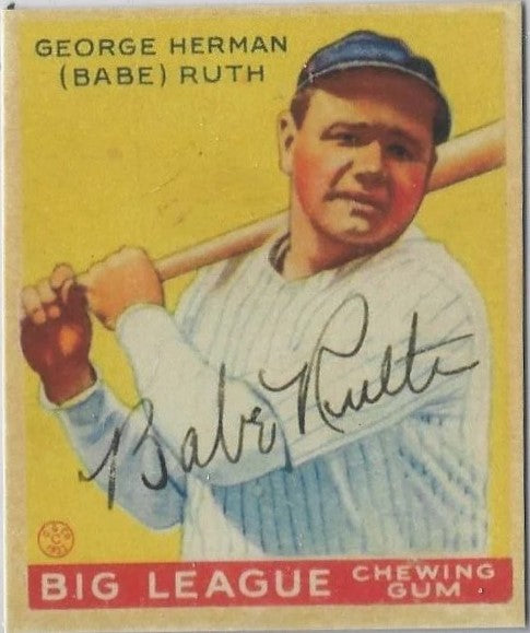 1933 Goudey #53 Babe Ruth Big League New York Yankees Reprint Card w/facs. Auto