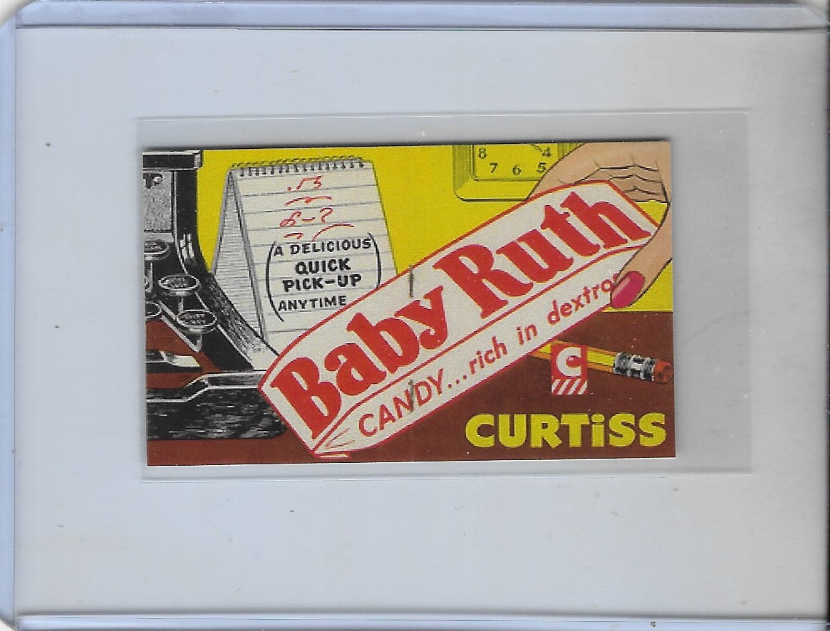 VINTAGE BABE RUTH THROWING BABY RUTH CANDY BAR ADVERTISEMENT CARD