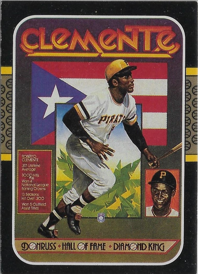 1986 DONRUSS DIAMOND KING #612 ROBERTO CLEMENTE PITTSBURGH PIRATES - MLB  HALL OF FAME