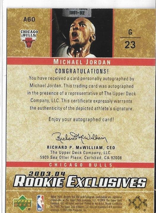 2003-04 Upper Deck Rookie Exclusives MICHAEL JORDAN #60 RP Card CHICAGO BULLS