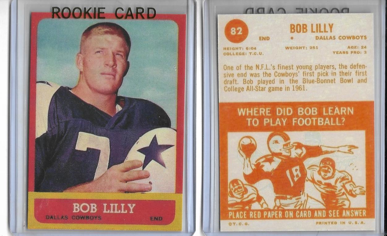 1963 TOPPS #83  BOB LILLY  DALLAS COWBOYS HOF ROOKIE Reprint Card