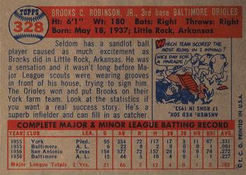 1957 Topps #328 Brooks Robinson Rookie RP Card - Baltimore Orioles