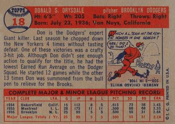 1957 Topps #18 DON DRYSDALE HOF ROOKIE REPRINT CARD  Brooklyn Dodgers