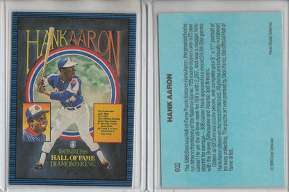 1986 DONRUSS DIAMOND KING #602  HANK AARON - BRAVES   - MLB HALL OF FAME