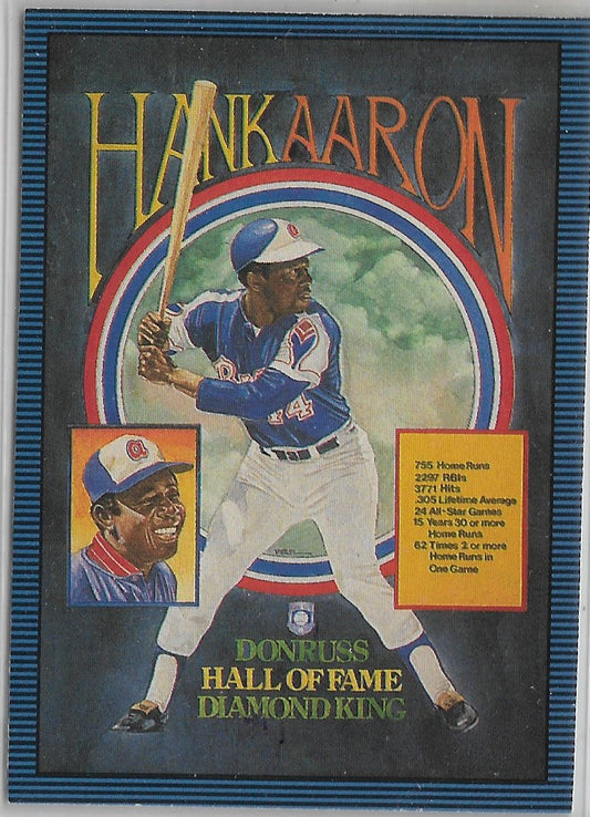 1986 DONRUSS DIAMOND KING #602  HANK AARON - BRAVES   - MLB HALL OF FAME